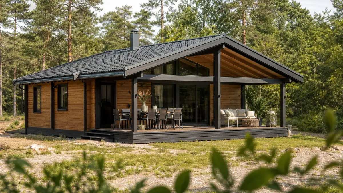 chalet en bois habitable 70m2 livré monté
