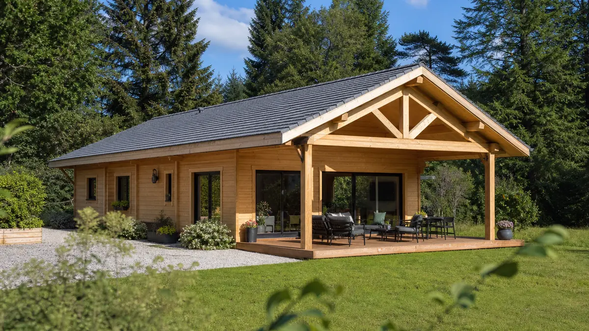 chalet en bois habitable livré monté 80m2